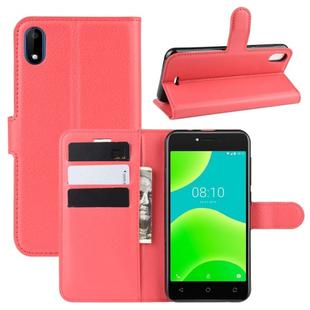 For Wiko Sunny 4 / Y50 Litchi Texture Horizontal Flip Leather Case with Wallet & Holder & Card Slots(Red)