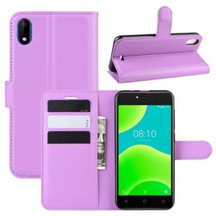 For Wiko Sunny 4 / Y50 Litchi Texture Horizontal Flip Leather Case with Wallet & Holder & Card Slots(Purple)