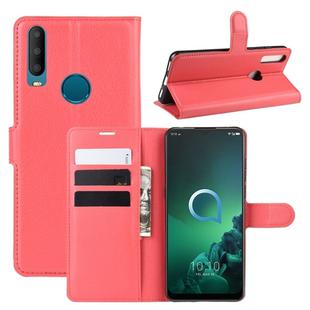 For Alcatel 3x (2019) Litchi Texture Horizontal Flip Leather Case with Wallet & Holder & Card Slots(Red)