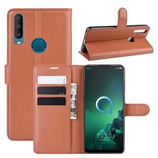 For Alcatel 3x (2019) Litchi Texture Horizontal Flip Leather Case with Wallet & Holder & Card Slots(Brown)