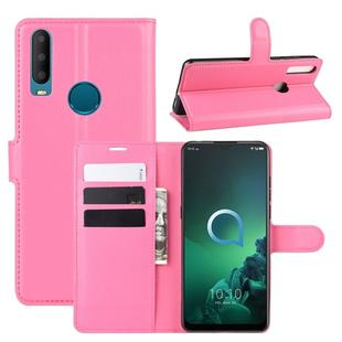 For Alcatel 3x (2019) Litchi Texture Horizontal Flip Leather Case with Wallet & Holder & Card Slots(Rose red)