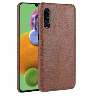 For Galaxy A90 5G Shockproof Crocodile Texture PC + PU Case(Brown)