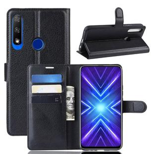 For Huawei Honor 9X Fingerprint Version Litchi Texture Horizontal Flip Leather Case with Wallet & Holder & Card Slots(Black)