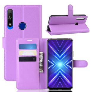For Huawei Honor 9X Fingerprint Version Litchi Texture Horizontal Flip Leather Case with Wallet & Holder & Card Slots(Purple)