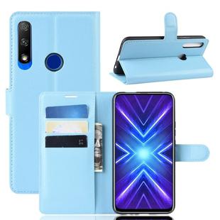 For Huawei Honor 9X Fingerprint Version Litchi Texture Horizontal Flip Leather Case with Wallet & Holder & Card Slots(Blue)