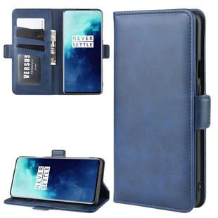 For OnePlus 7T Pro Dual-side Magnetic Buckle Horizontal Flip Leather Case with Holder & Card Slots & Wallet & Photo Frame(Dark Blue)