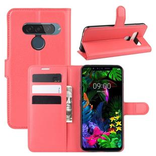 For LG G8S ThinQ Litchi Texture Horizontal Flip Leather Case with Wallet & Holder & Card Slots(Red)