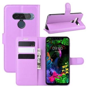 For LG G8S ThinQ Litchi Texture Horizontal Flip Leather Case with Wallet & Holder & Card Slots(Purple)