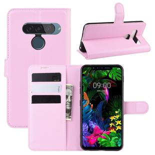 For LG G8S ThinQ Litchi Texture Horizontal Flip Leather Case with Wallet & Holder & Card Slots(Pink)