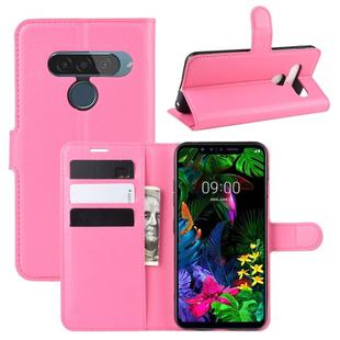 For LG G8S ThinQ Litchi Texture Horizontal Flip Leather Case with Wallet & Holder & Card Slots(Rose Red)