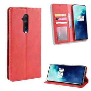 For OnePlus 7T Pro  Magnetic Buckle Retro Crazy Horse Texture Horizontal Flip Leather Case with Holder & Card Slots & Photo Frame(Red)