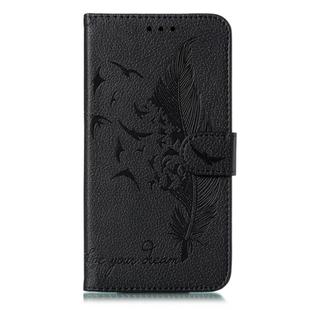 For Xiaomi Redmi 8    Litchi Texture Feather Embossing Horizontal Flip Leather Case with Holder & Card Slots & Wallet & Photo Frame & Lanyard(Black)