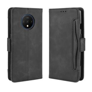 For OnePlus 7T Wallet Style Skin Feel Calf Pattern Leather Case with Separate Card Slot(Black)