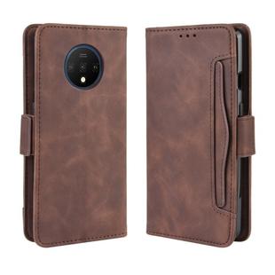 For OnePlus 7T Wallet Style Skin Feel Calf Pattern Leather Case with Separate Card Slot(Brown)