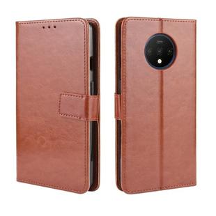 For OnePlus 7T  Retro Crazy Horse Texture Horizontal Flip Leather Case with Holder & Card Slots & Photo Frame(Brown)