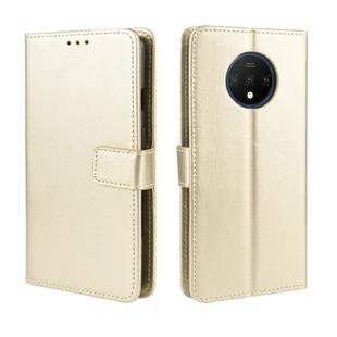 For OnePlus 7T  Retro Crazy Horse Texture Horizontal Flip Leather Case with Holder & Card Slots & Photo Frame(Gold)