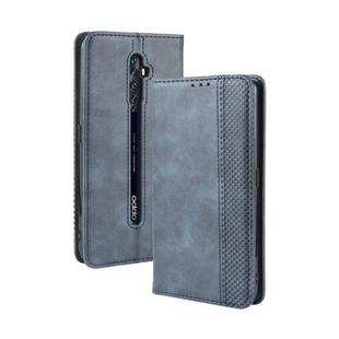 For Oppo Reno2 F/ Reno2 Z Magnetic Buckle Retro Crazy Horse Texture Horizontal Flip Leather Case with Holder & Card Slots & Photo Frame(Blue)