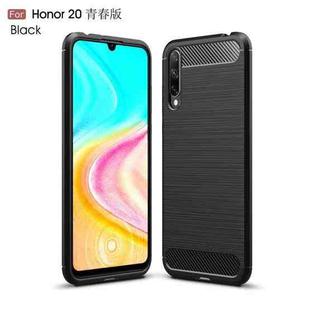 For Huawei Honor 20 Lite China Brushed Texture Carbon Fiber TPU Case(Black)