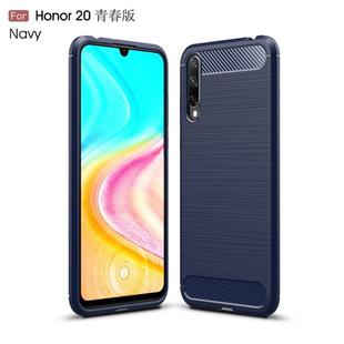For Huawei Honor 20 Lite China Brushed Texture Carbon Fiber TPU Case(Navy Blue)