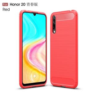 For Huawei Honor 20 Lite China Brushed Texture Carbon Fiber TPU Case(Red)