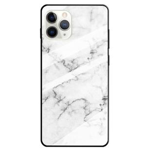 For iPhone 11 Fashion Marble Tempered Glass Case Protective Shell Glass Cover Phone Case(White)