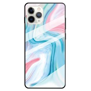 For iPhone 11 Fashion Marble Tempered Glass Case Protective Shell Glass Cover Phone Case(S Blue)