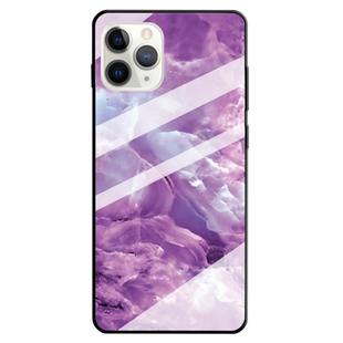 For iPhone 11 Pro Max Fashion Marble Tempered Glass Case Protective Shell Glass Cover Phone Case  (Purple)