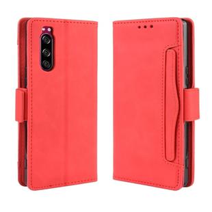 For Sony Xperia 5 Wallet Style Skin Feel Calf Pattern Leather Case with Separate Card Slot(Red)