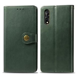 For Vivo S1   Retro Solid Color Leather Buckle Phone Case with Lanyard & Photo Frame & Card Slot & Wallet & Stand Function(Green)