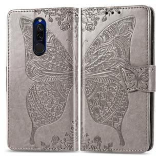 For Xiaomi Redmi 8  Butterfly Love Flower Embossed Horizontal Flip Leather Case with Bracket Lanyard Card Slot Wallet(Gray)