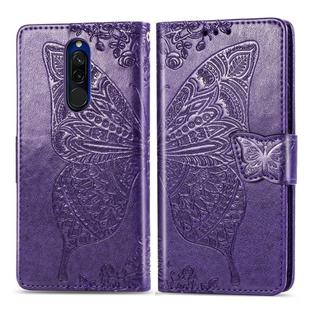For Xiaomi Redmi 8  Butterfly Love Flower Embossed Horizontal Flip Leather Case with Bracket Lanyard Card Slot Wallet(Dark Purple)