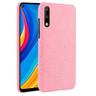 For Huawei Enjoy 10s Shockproof Crocodile Texture PC + PU Case(Pink)