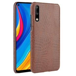 For Huawei Enjoy 10s Shockproof Crocodile Texture PC + PU Case(Brown)