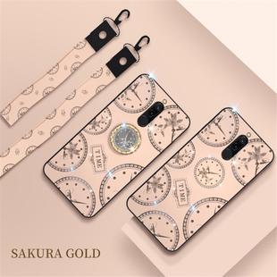 For Xiaomi Redmi 8  Fashion Clock Pattern Rhinestone Mobile Phone Shell with Bracket / Hand Rope / Lanyard(Rose Gold)