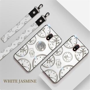 For Xiaomi Redmi 8A  Fashion Clock Pattern Rhinestone Mobile Phone Shell with Bracket / Hand Rope / Lanyard(White)