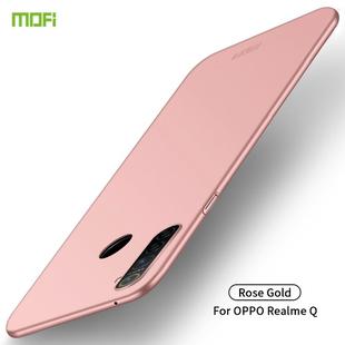 For OPPO Realme Q MOFI Frosted PC Ultra-thin Hard Case(Rose gold)