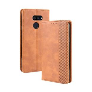 For LG K40S Magnetic Buckle Retro Crazy Horse Texture Horizontal Flip Leather Case  with Holder & Card Slots & Photo Frame(Brown)