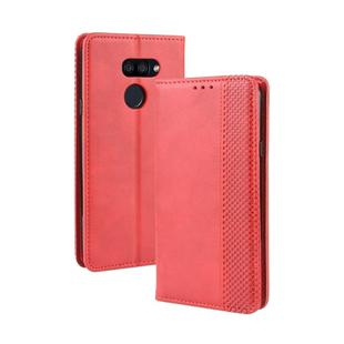 For LG K40S Magnetic Buckle Retro Crazy Horse Texture Horizontal Flip Leather Case  with Holder & Card Slots & Photo Frame(Red)