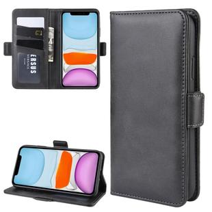For iPhone 11 Double Buckle Crazy Horse Business Mobile Phone Holster with Card Wallet Bracket Function(Black)