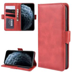 For iPhone 11 Pro Double Buckle Crazy Horse Business Mobile Phone Holster with Card Wallet Bracket Function(Red)