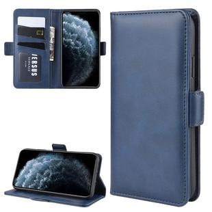 For iPhone 11 Pro Double Buckle Crazy Horse Business Mobile Phone Holster with Card Wallet Bracket Function(Blue)