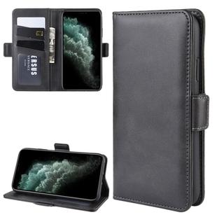 For iPhone 11 Pro Max Double Buckle Crazy Horse Business Mobile Phone Holster with Card Wallet Bracket Function(Black)