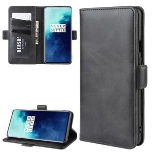 For One Plus 7T Pro Double Buckle Crazy Horse Business Mobile Phone Holster with Card Wallet Bracket Function(Black)