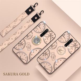 For Xiaomi Redmi K20/Xiaomi 9T  Fashion Clock Pattern Rhinestone Mobile Phone Shell with Bracket / Hand Rope / Lanyard(Rose Gold)