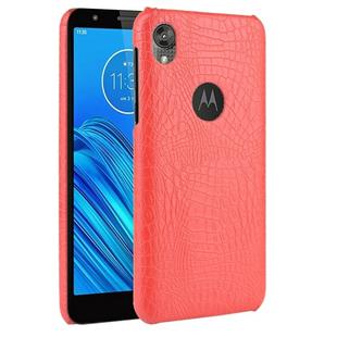 For Motorola Moto E6 Shockproof Crocodile Texture PC + PU Case(Red)