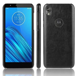 For Motorola Moto E6 Shockproof Litchi Texture PC + PU Case(Black)