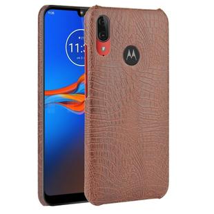 For Motorola Moto E6 Plus Shockproof Crocodile Texture PC + PU Case(Brown)