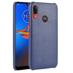 For Motorola Moto E6 Plus Shockproof Crocodile Texture PC + PU Case(Blue)