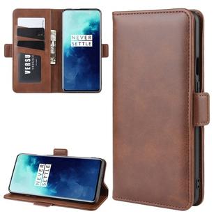 For One Plus 7T  Double Buckle Crazy Horse Business Mobile Phone Holster with Card Wallet Bracket Function(Brown)