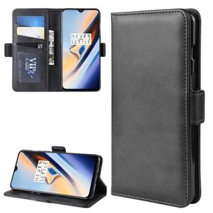 For OnePlus 7 Double Buckle Crazy Horse Business Mobile Phone Holster with Card Wallet Bracket Function(Black)